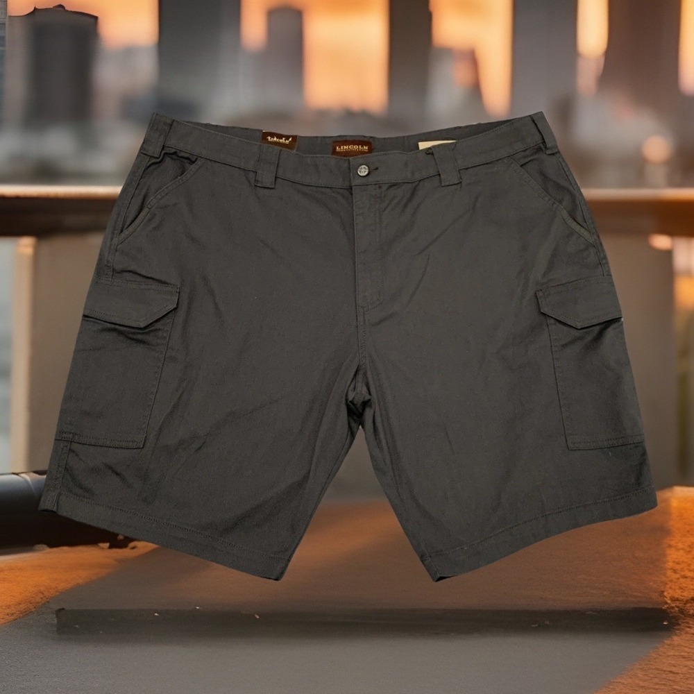Lincoln Outfitters Cargo Shorts Flat Front Stretch Twill Men's 46 Wolf Grey NEW‎